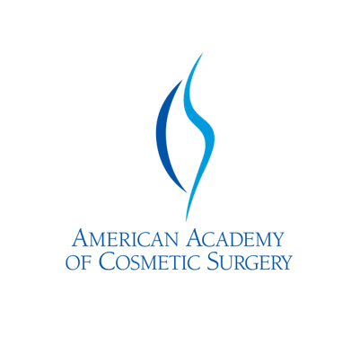 The logo features a stylized blue figure alongside text reading "AMERICAN ACADEMY OF COSMETIC SURGERY" on a white background.